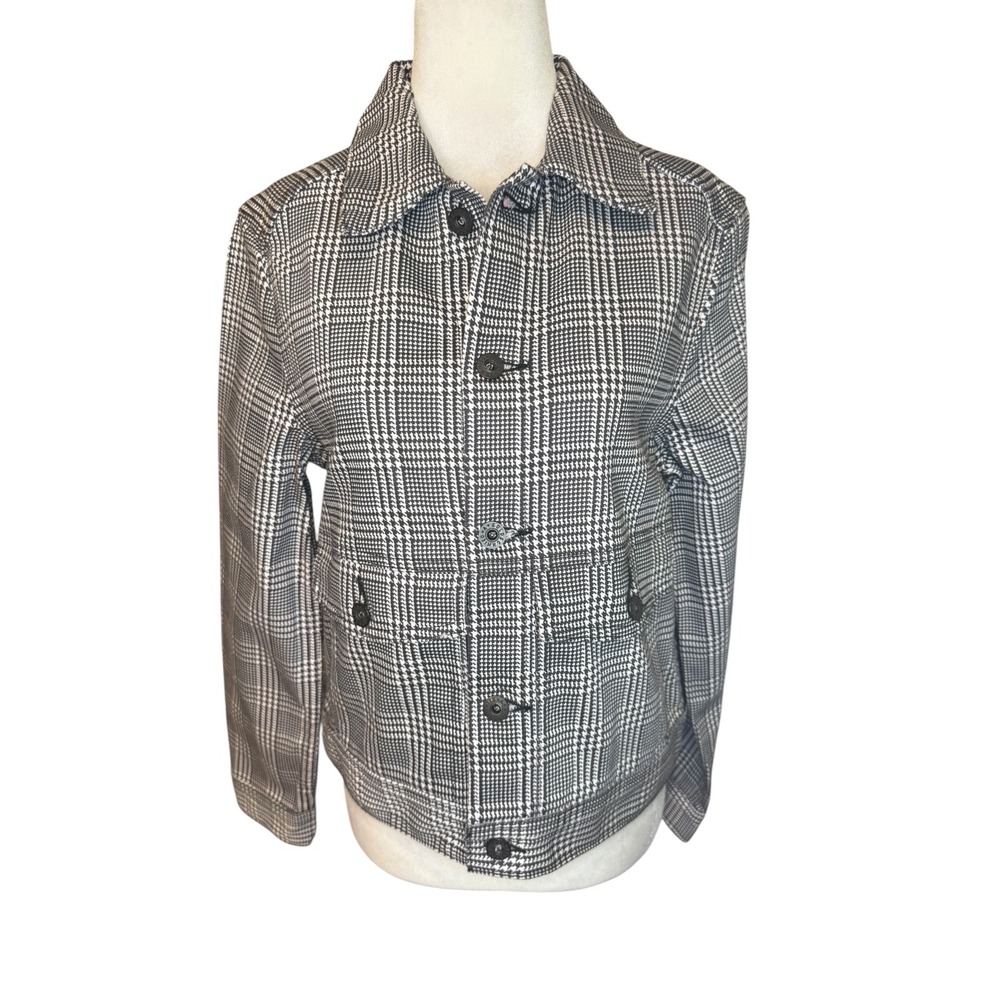 AG Adriano‎ Goldschmied Evonne DSD Glen Plaid Button Front Jacket Black White S